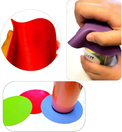 4pcs Rubber Jar Opener Bottle Gripper Non Slip Pad Multi-function Can Opener for Seniors with Arthritis Weak Hands (Circle Two)