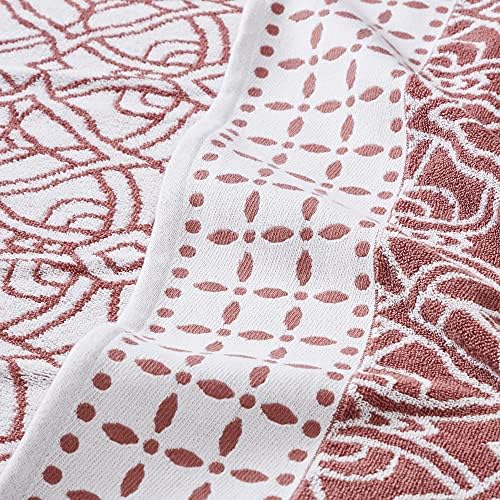 Modern Threads Monroe 6-Piece 100% Cotton Towel Set – Reversible Yarn Dyed Jacquard & Solid – Includes 2 Bath Towels, 2 Hand Towels, 2 Washcloths – Absorbent, Quick Dry, Soft & Durable – Clay