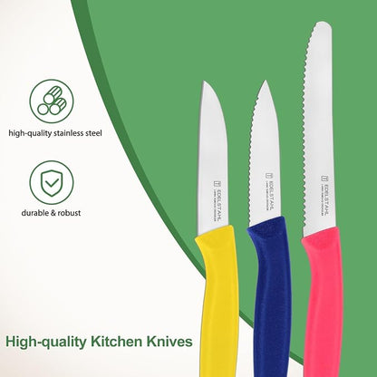 Paring Knife Set 6PCS, Ultra Sharp Kitchen Knives, Cutting & Peeling Knives, Kitchen Knives for Home Essentials, PP Plastic Handle-Multicolored