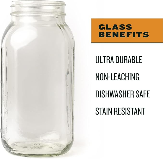 County Line Kitchen 64 oz Glass Cold Brew Coffee Maker with Leak-Proof Lid, Wide Mouth Mason Jar - Iced Coffee and Tea Pitcher - Gray