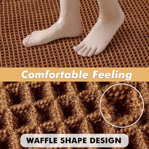 MIULEE Fall Terracotta Set of 2 Waffle Bathroom Rugs Bath Mat 24x36 Inch