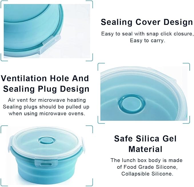 Collapsible Food Storage Containers, Collapsible Bowls with Lids for Camping Kitchen Stuff, RV Accessories for Inside Storage and Organization Camper Must Haves, Space Saving Silicone Bowls