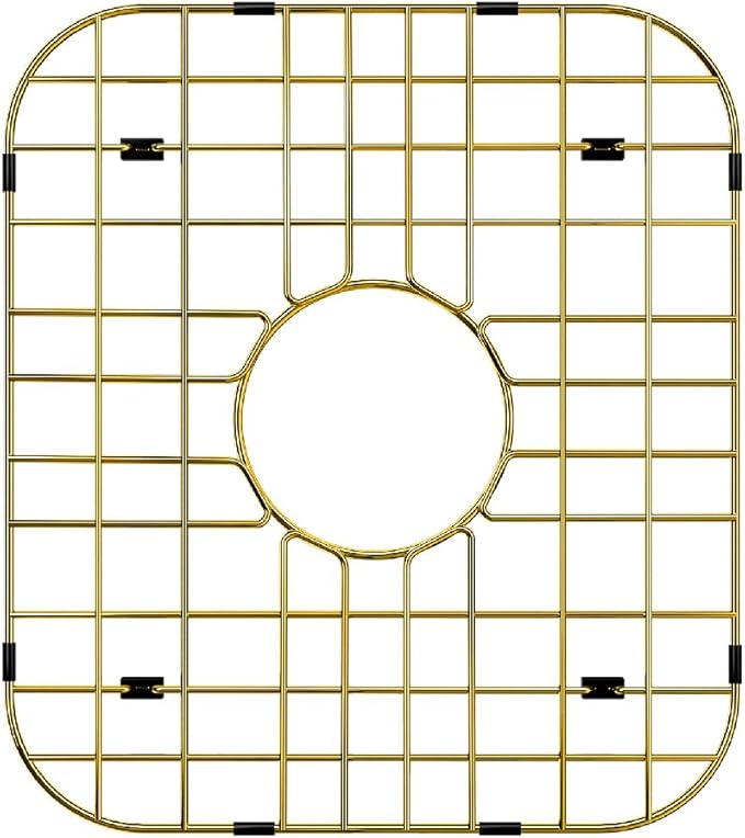 Kitchen Sink Grid Gold Sink Protector, Stainless Steel Sink Grid with Center Drain, 13.7"L X 11.6"W Sink Bottom Grid for Sink Bowl