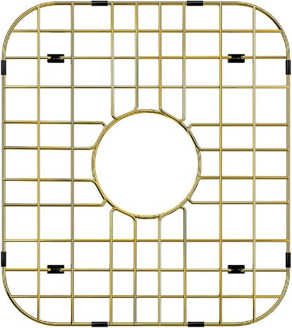 Kitchen Sink Grid Gold Sink Protector, Stainless Steel Sink Grid with Center Drain, 13.7"L X 11.6"W Sink Bottom Grid for Sink Bowl