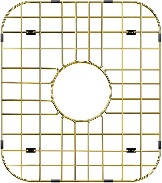 Kitchen Sink Grid Gold Sink Protector, Stainless Steel Sink Grid with Center Drain, 13.7"L X 11.6"W Sink Bottom Grid for Sink Bowl
