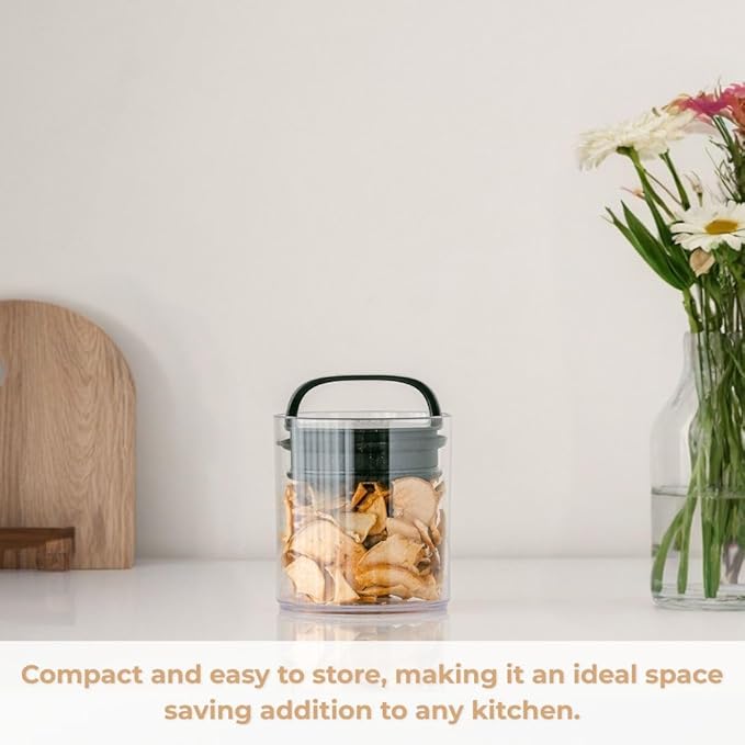 Prepara Evak Fresh Saver Airtight Plastic Container, Small (4” x 3.75”, 1.8 Cups), BPA-Free Food Storage Canister Vacuum Sealed Lid Handle, Odor Resistant, Ideal for Coffee Beans & Dry Goods
