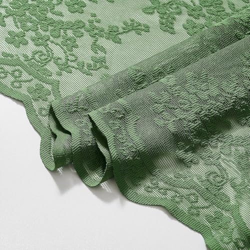 TUDECO Forest Green Lace Shower Curtain for Bathroom, 72W x 84L Inch