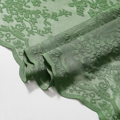 TUDECO Forest Green Lace Shower Curtain for Bathroom, 72W x 84L Inch