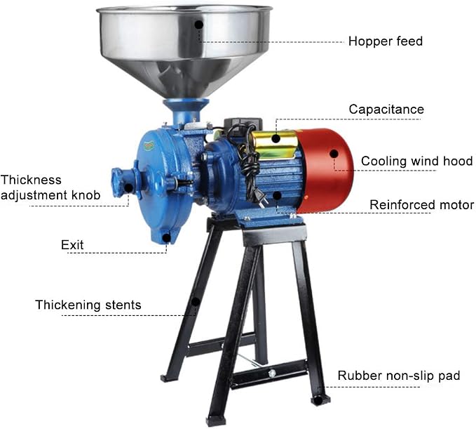 Slsy Heavy Duty Electric Dry Grain Mill Grinder, 3000W High Power Milling Machine, 110V Commercial Flour & Feed Grinder for Corn, Wheat, Rice, Coffee Beanss