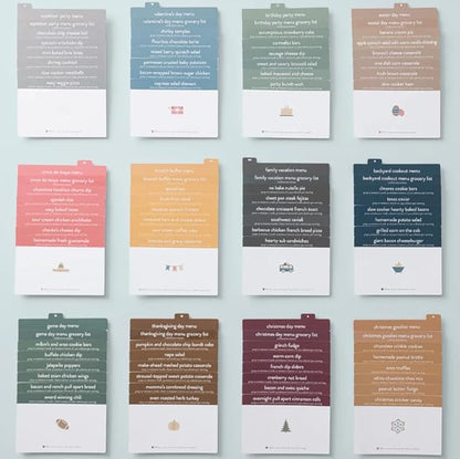 Passionate Penny Pincher PPP Meal Planner 72 Recipe Cards (Celebration Menu) - Weekly Menu | Sturdy Box 12 Reusable Grocery Shopping Lists 5 Blank Card Protector Ideas