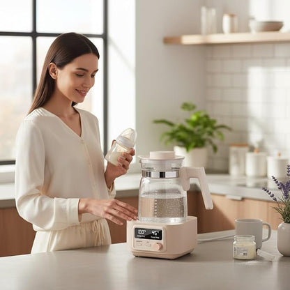 Babysmooth Smart Kettle Pro Glass Electric Kettle, 1.3L Digital LED Kettle with 40-100°C Temperature Control, 72H Auto Keep Warm, Silent Operation, BPA-Free for Baby Formula, Tea & Coffee Brewing