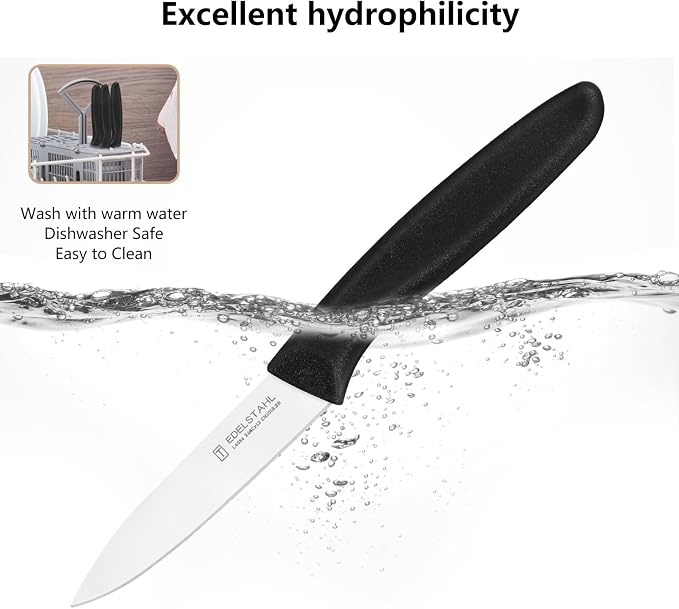 Paring Knife Set of 6,Premium Paring Knives,Stainless Steel Vegetable&Fruit Knife,Sharp Small Knife Set,Straight Edge Paring Knives Set,PP Plastic Handle Cutting Knifes,Black,Peeling Knives