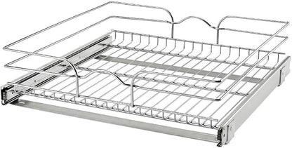 Rev-A-Shelf Steel Wire Pullout Drawer Organizer Shelf for Kitchen Cabinets, Slide Out Storage Basket, Min Opening Width of 20.5", 21" x 20", 5WB1-2120CR-1