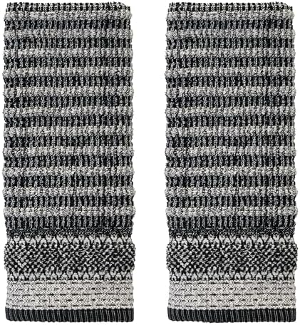 SKL Home Lewis Hand Towel Set-2pc, Premium 100% Cotton, Black
