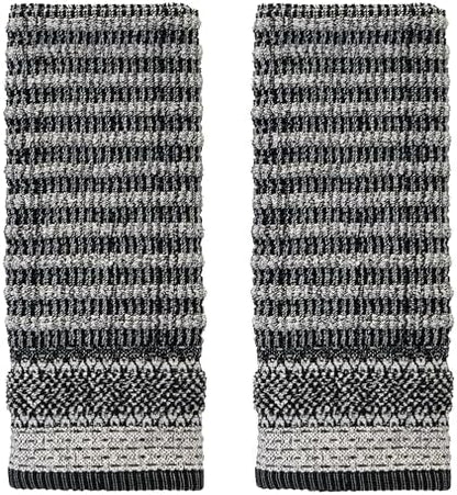 SKL Home Lewis Hand Towel Set-2pc, Premium 100% Cotton, Black