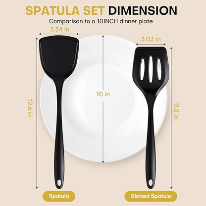 3 Pieces Spatula, Pacifier-Grade Silicone Spatulas Set Heat Resistant 600℉ for Food Safety, Premium Non-Stick Silicone Solid Turner BPA Free for Cooking, Enhances Cooking Comfort
