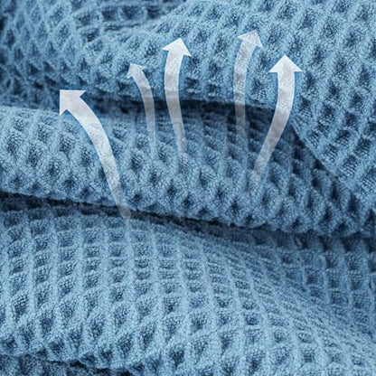 Microfiber Waffle Bath Towels, 4 Pieces, Soft, Absorbent, Fast Drying, Lint Free 430 GSM (27''x55''/68.58 cm x139.7 cm)
