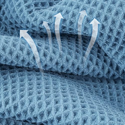 Microfiber Waffle Bath Towels, 4 Pieces, Soft, Absorbent, Fast Drying, Lint Free 430 GSM (Beige+Gray+Blue+White)