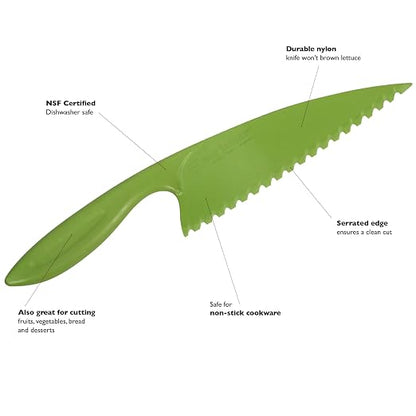 San Jamar Lettuce Knife Plastic Knife with Serrated Edge for Kitchens and Restaurants, Nylon, 0.5 X 4.25 X 15.5 Inches, Green (Pack of 3)