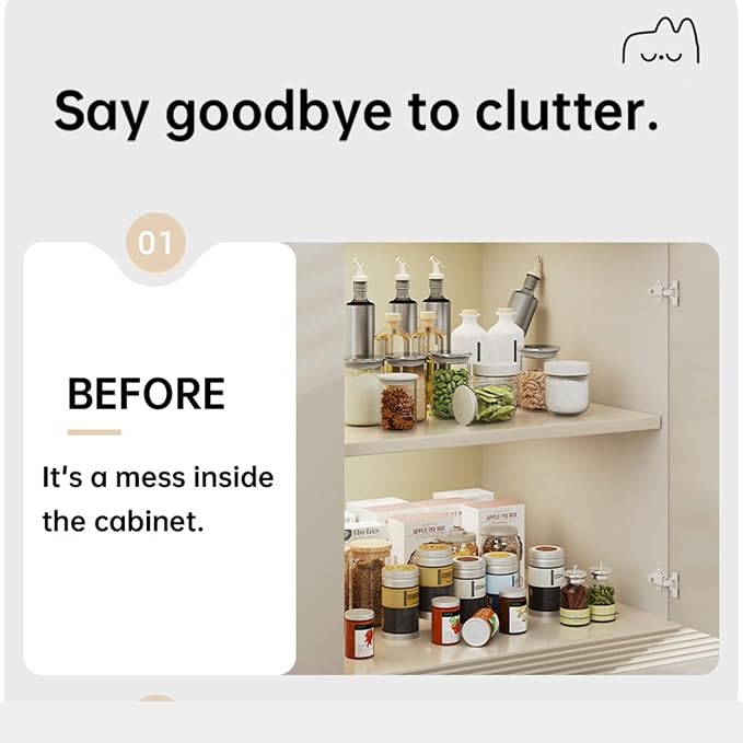 Pull Out Cabinet Organizer, Slide Out Pantry Shelves with Nylon Adhesive, Heavy Duty Sliding Drawer Pantry Shelf for Pantry Kitchen Home Bathroom Under Sink