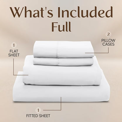 Utopia Bedding Full Size Sheet Set – 4 Piece Bed Sheets, Soft and Breathable Microfiber, Includes 1 Fitted Sheet, 1 Flat Sheet and 2 Pillowcases – Oeko Tex (White)