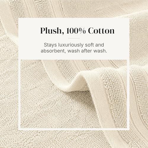 Modern Threads 6 Piece Bath Towel Set – Bathroom Towel Set with 2 Bath Towels, 2 Hand Towels & 2 Washcloths – 100% Cotton, Soft & Absorbent – Diamond Border (Ivory Cream)