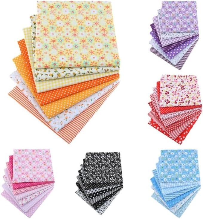 7Pcs Top Cotton Craft Fabric Bundle Squares Patchwork,DIY Sewing Scrapbooking Quilting Floral Dot Pattern Craft and Hobby Fabric,Fabric Arts,Crafts and Sewing10 x 10" (25cm x 25cm) (Purple)