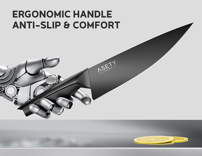 Kitchen Knife Sets with Block -15 PCS Knife Set with Bulti-in Sharpener, Dishwasher Safe, Stainless Steel Kitchen Knife with Ergonomic Handles, Sharp knives for Men and Women,Fathers day, Black