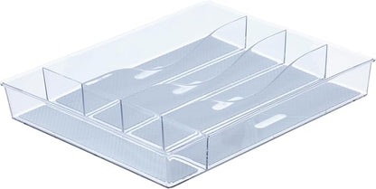 Glad Silverware & Utensil Drawer Organizer - Divided Clear Plastic Storage Tray with 5 Compartments for Kitchen Flatware and Cutlery - BPA Free, Food Safe, Non Slip, 11x13 inches