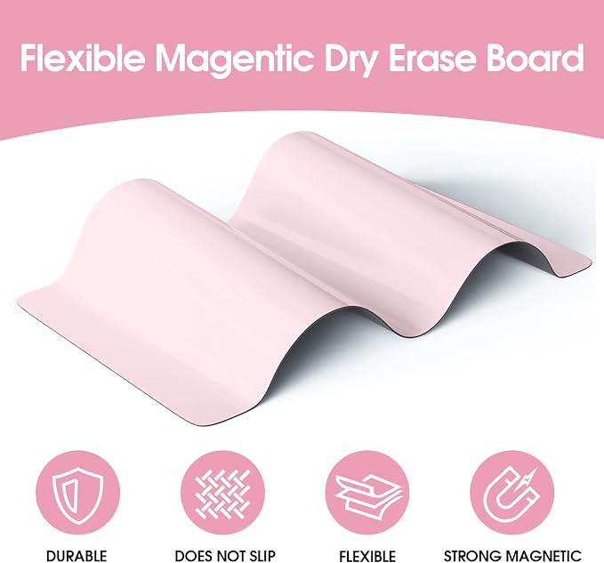 MaxGear 5 Pack Pink Magnetic Whiteboard for Fridge, 12 x 8 Inch Dry Erase Board for Refrigerator, Reusable Kitchen Planner, Magnetic Writing Board for Home, Includes 5 Markers, 5 Magnets and 1 Eraser