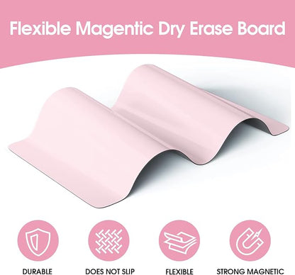 MaxGear 5 Pack Pink Magnetic Whiteboard for Fridge, 12 x 8 Inch Dry Erase Board for Refrigerator, Reusable Kitchen Planner, Magnetic Writing Board for Home, Includes 5 Markers, 5 Magnets and 1 Eraser