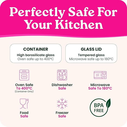 6-Pack Glass Food Storage Containers with Clear-Top Bamboo Lids – Plastic Free 27 Oz Glass Meal Prep Containers for Lunch, Eco Friendly Airtight Food Storage, Microwave & Oven Safe