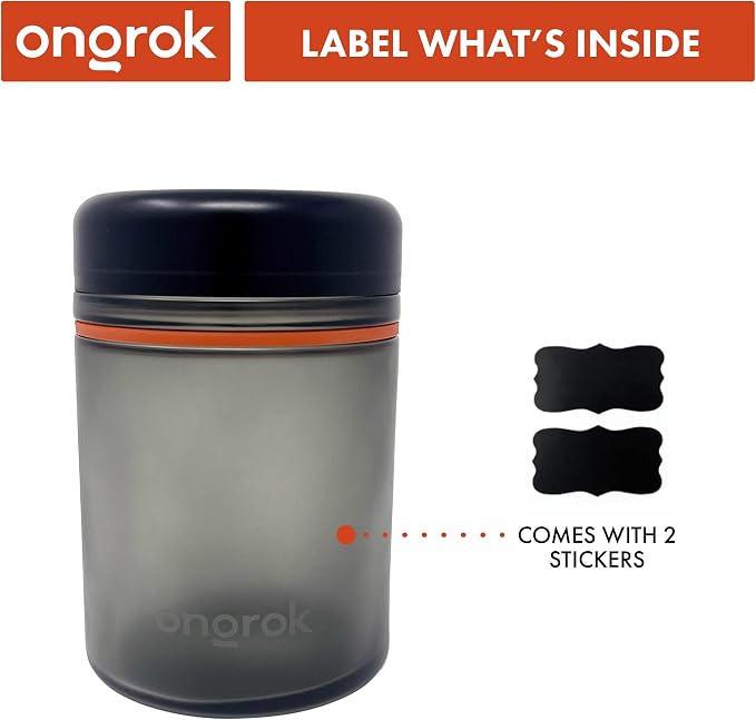 ONGROK Glass Storage Jar, 1L, Single Pack, UV Herb/Spice Jar with Child Resistant Lid, Color-Coded Glass Containers Air Proof to Preserve Smell and Aroma, Perfect Size to Store in a Drawer or Cupboard