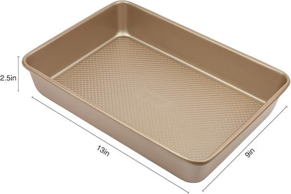 David Burke 13x9 Oblong Baking Pan – Carbon Steel, Non-Stick, PFTE & PFOA Free, Oven Safe with AirFlow Baking Technology – Bronze