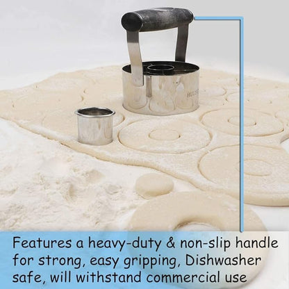 HULISEN Donut Cutter with Removable Center, 3.5" Stainless Steel Doughnut Cutter with Soft Grip Handle, Donut Cookie Cutters for Baking