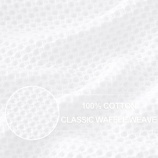 Homaxy 100% Cotton Waffle Weave Kitchen Dish Towels, Ultra Soft Absorbent Quick Drying Cleaning Towel, 13 x 28 Inches, 4-Pack, White