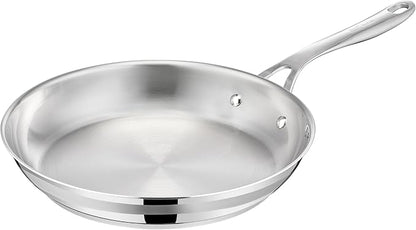 T-Fal x Jamie Oliver Stainless Steel Fry Pan 9.5-Inch, Induction Compatible, Oven Safe up to 500°F, Chef's Stainless Steel Skillet, Frying Pan, Silver