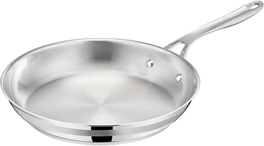 T-Fal x Jamie Oliver Stainless Steel Fry Pan 9.5-Inch, Induction Compatible, Oven Safe up to 500°F, Chef's Stainless Steel Skillet, Frying Pan, Silver
