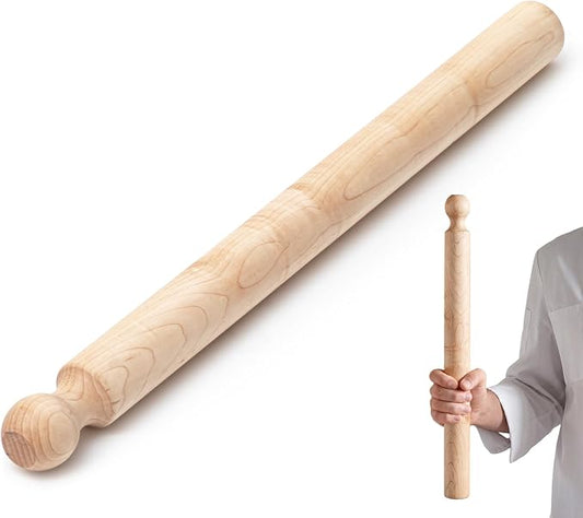 Geetery 24 Inch Long Pasta Rolling Pin 1.87 in Diameter Handmade Italian Tool Vintage Wood Rolling Pin for Home Kitchen Baking Birthday Gift for Mom