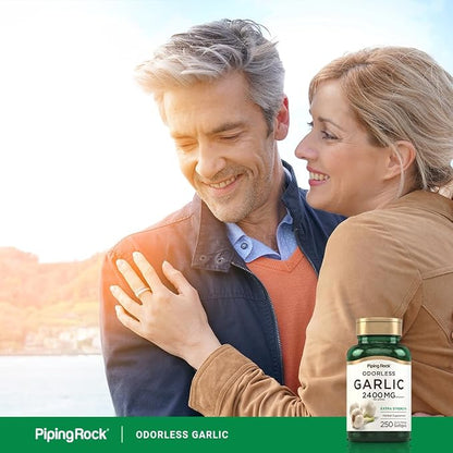 Piping Rock Odorless Garlic Supplement | 250 Softgels | Herbal Extract for Women and Men | Extra Strength | Non-GMO, Gluten Free