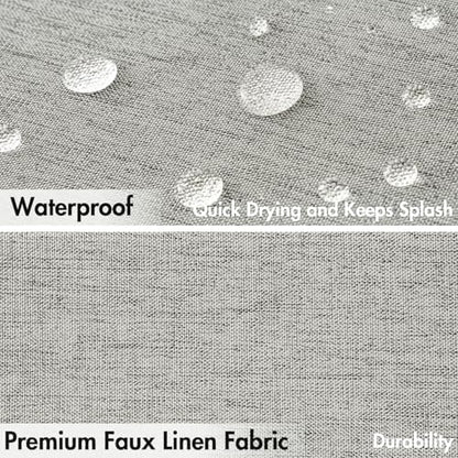 MIULEE 72"x84" Extra Long Scalloped Linen Shower Curtain Light Grey