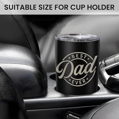 SANDJEST Best Dad Ever Tumbler with Lid - 20oz Insulated Stainless Steel Cup- Coffee Mug for Sport Travel Office, Gift for Father’s Day Birthday