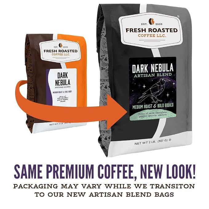 Fresh Roasted Coffee, Dark Nebula Whole Bean Coffee, Medium Roast, Kosher, 2 lb (32 oz)