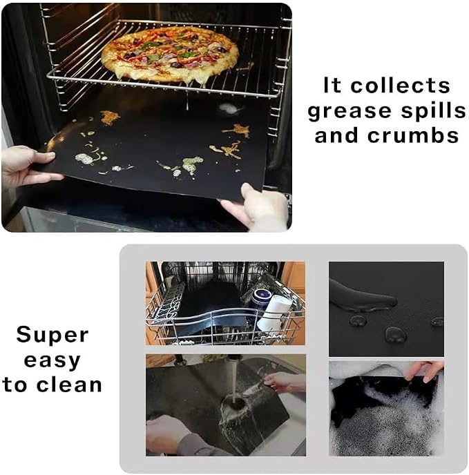 Oven Liners for Bottom of Oven Compatible with Breville BOV900BSS the Smart Oven Air Fryer Pro, Square Air Fryer Liners Reusable Baking Mat, 4 PCS Teflon Sheets for Breville Accessories