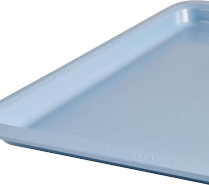 Farberware Easy Solutions Nonstick Bakeware Cookie Pan/Baking Sheet with Drop Zones and Portion Marks, 11 Inch x 17 Inch - Blue