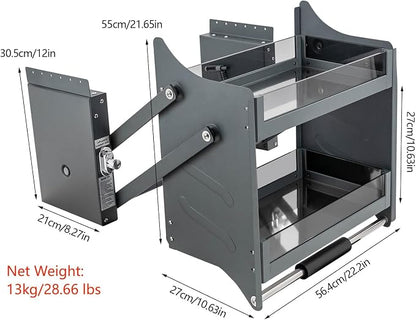 Pull Down Cabinet Organizer, 2-Tier Pull Down Shelf, Heavy-Duty Pull Down Spice Rack, Upper Kitchen Wall Cabinet Storage Organizer, for Kitchen Appliance(24inch Cabinet) (style1)