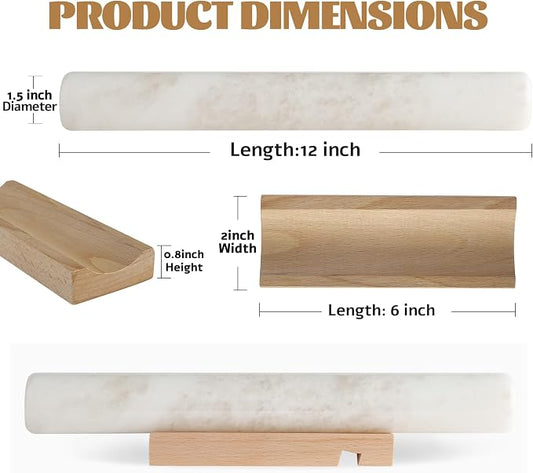 Koville African Natural Marble French Rolling Pin, 16inch Non-Stick Rolling Pin for Baking, Dough Roller for Pasta, Dumpling, Fondant, Pie, Bread, Pizza, Kitchen Baking Tools(Namib Fantasy)