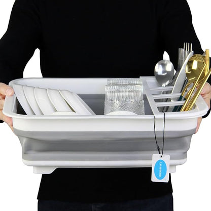 Casaphoria Collapsible Small Dryer Rack Over The Sink for Counter Plate Rack,Plastic Portable Dinnerware Organizer-Space Saving Storage Tray
