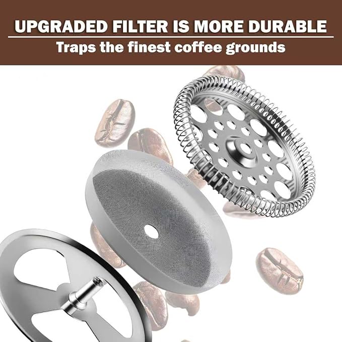 Extra Large French Press, French Press Coffee Maker 61 oz (1.8L), Insulated Stainless Steel French Press XXL Large Capacity Double Walled with Spoon for Espresso Coffee or Tea