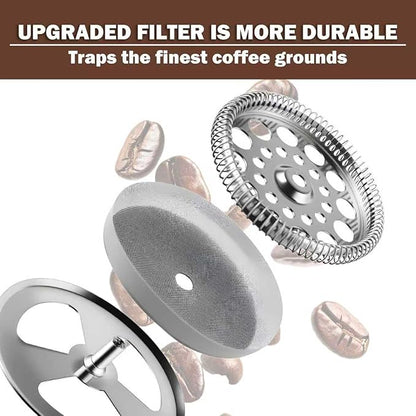 Extra Large French Press, French Press Coffee Maker 61 oz (1.8L), Insulated Stainless Steel French Press XXL Large Capacity Double Walled with Spoon for Espresso Coffee or Tea
